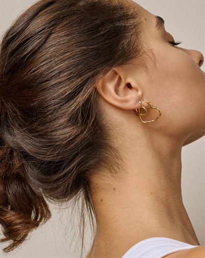 Enamel Copenhagen - Organic Heart Small Hoops - Guldfarvet